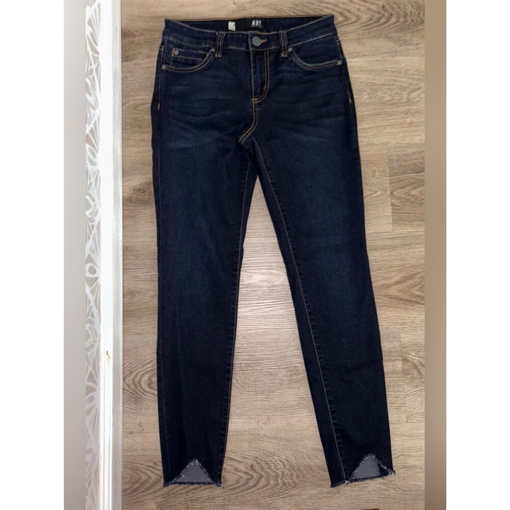 Kut from the Kloth Mid-Rise Dark Wash Blue Skinny Jeans Ankle length
